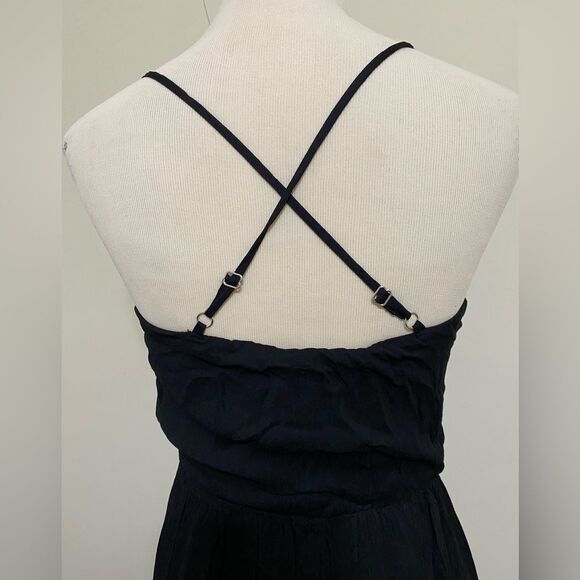 GUESS Chiffon Maxi Dress Ruffled high-low hem Asymmetrical Black size XS - Picture 8 of 17